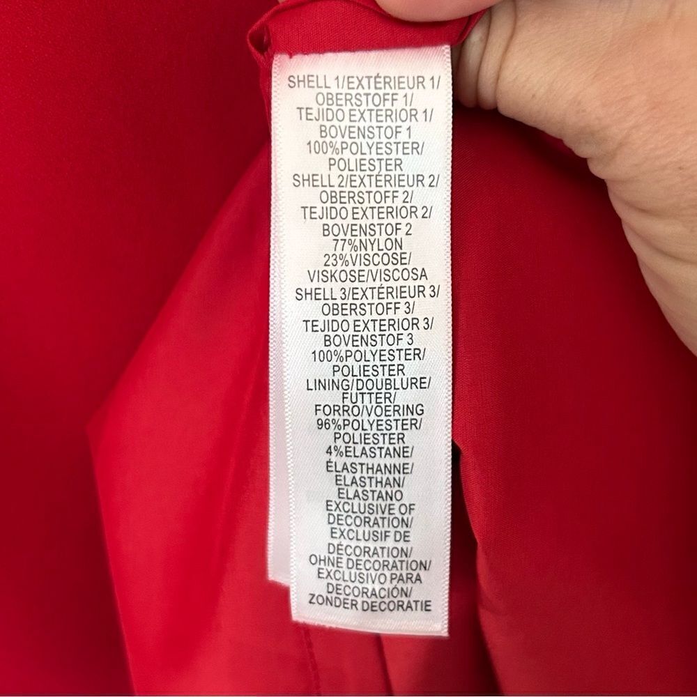 Aidan by Aidan Mattox Red Off the Shoulder Ruffled Sheath Midi Dress SIZE 12 - Picture 5 of 10
